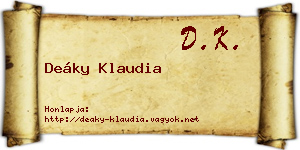 Deáky Klaudia névjegykártya